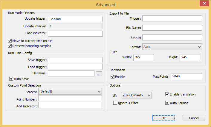 Web Studio Help dialog objectproperties trendcontrol advanced Advanced