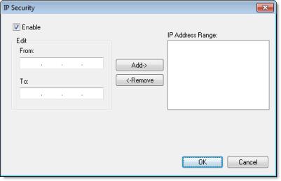 Web Studio Help dialog projectsettings web ipsecurity Configuring the Data Server