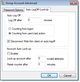 Web Studio Help dialog security groupaccount advanced autolog Creating and configuring groups