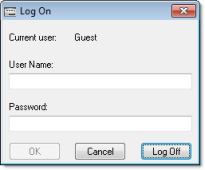 Web Studio Help dialog security logon Logging on/off