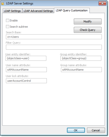 Web Studio Help dialog security serversettings domain query Configuring server settings for security modes