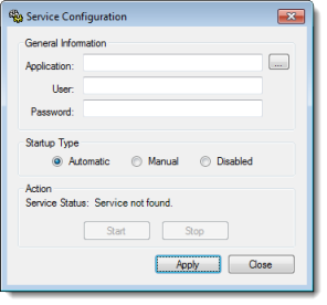 Web Studio Help dialog serviceconfiguration Run a project as a Windows service