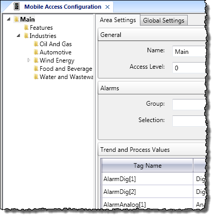 Web Studio Help illus mobileaccess insertarea Insert a new area