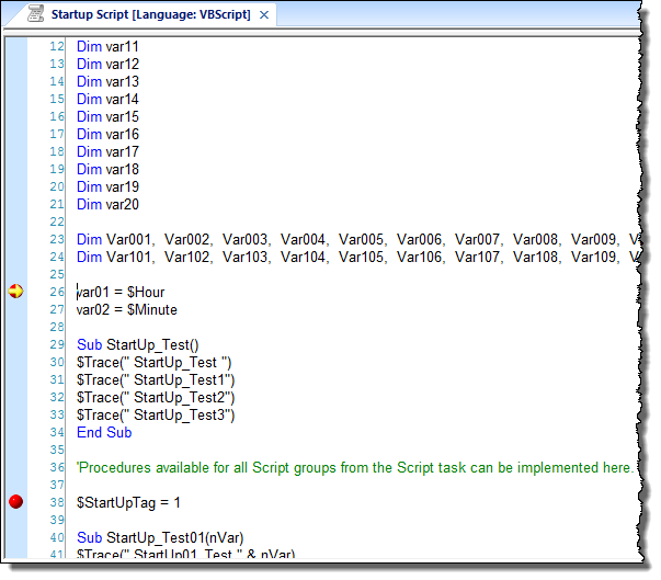 Web Studio Help illus vbscript debugging 3 Step through your VBScript code