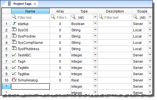 Web Studio Help worksheet tags project example Tag Properties