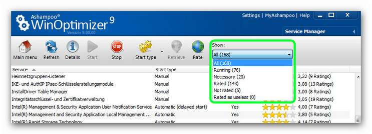 WinOptimizer servicemanager 4.zoom85 Service Manager