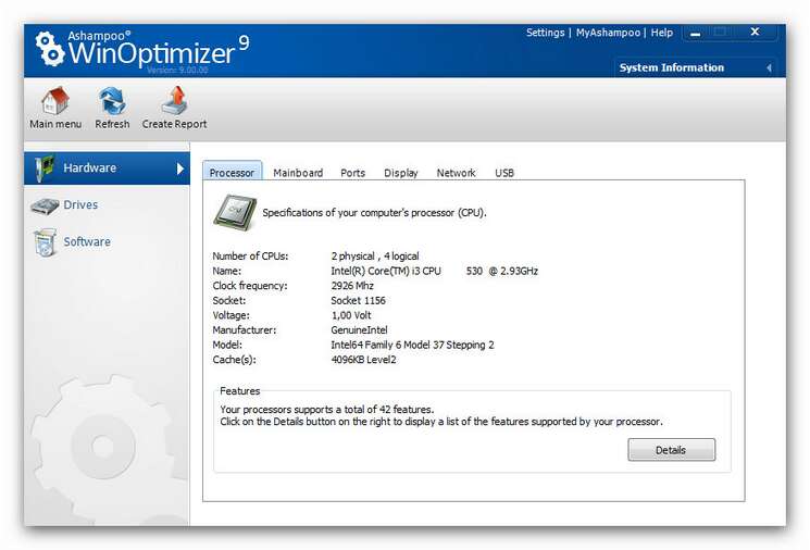 WinOptimizer wo9 systeminformation hardware.zoom85 Procedure