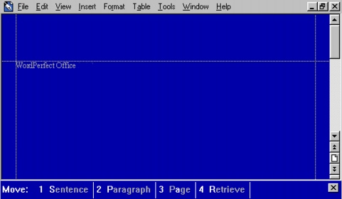 WordPerfect Office blue screen menu Working in the Classic mode environment