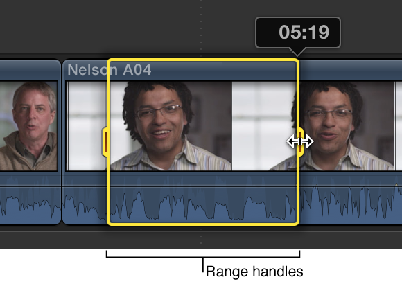 Selected range in Timeline, with range handles on each side