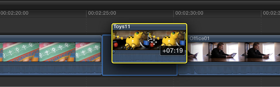 Clip being dragged horizontally in Timeline