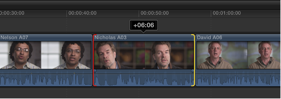 Clip in Timeline with red start point indicating end of available media