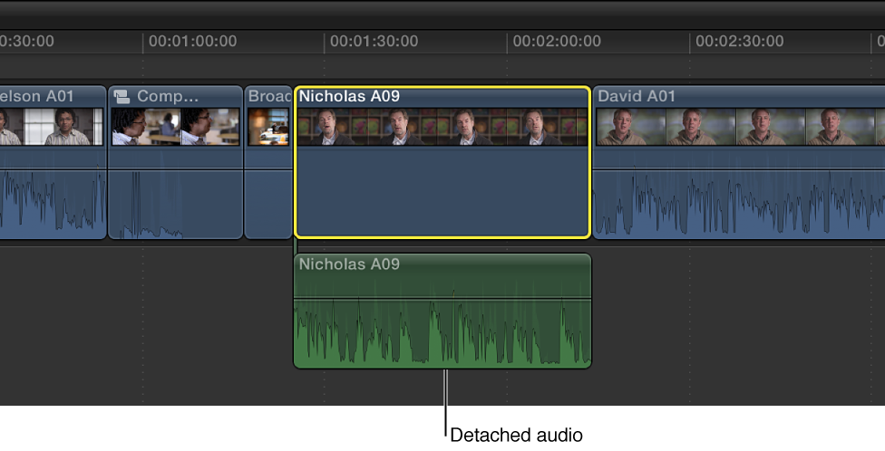 Clip in Timeline after audio portion is detached