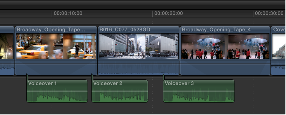 Audio recordings shown in Timeline