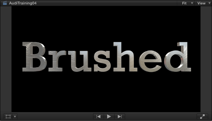 Viewer showing 3D title with metal material layer