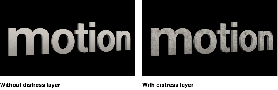 3D titles in the Viewer with and without distress layer