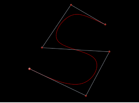 Viewer showing S-curve created with B-Spline handles