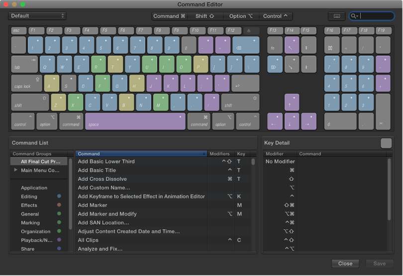 Command Editor window