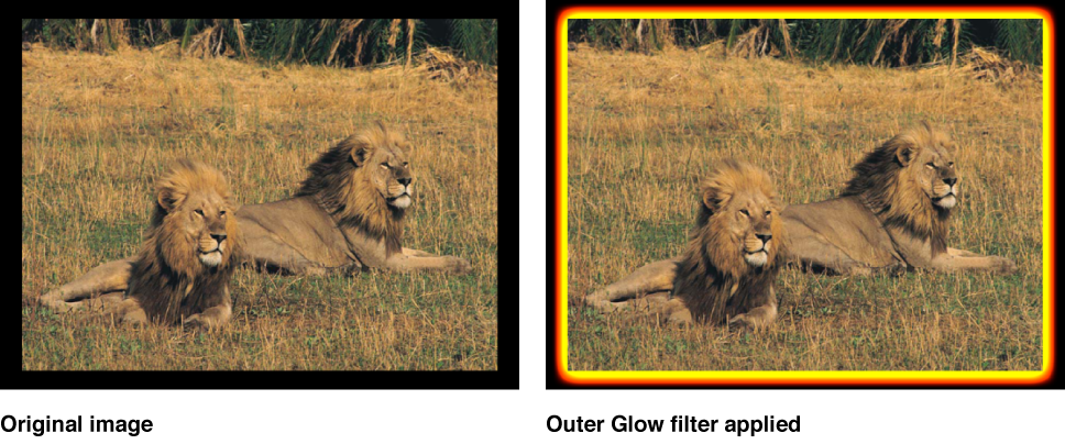 Canvas mit dem Effekt des Filters „Äußeres Glühen“