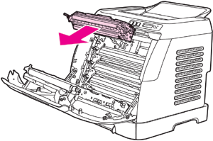 HP Color Laserjet 2605 y remove cartridge لتغيير خرطوشة الطباعة