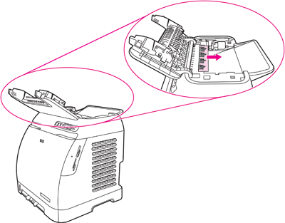 HP Color Laserjet 2605 rmv top jam So enfernen Sie Papierstaus aus dem oberen Ausgabebereich (nur für die Modelle HP Color LaserJet 2605dn und 2605dtn)