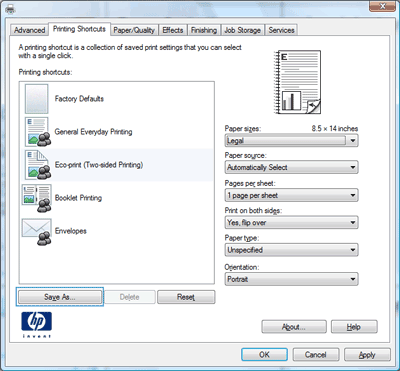 HP LaserJet 600 M601 M602 M603 mb print shortcuts save as en Създаване на клавишна комбинация за печат