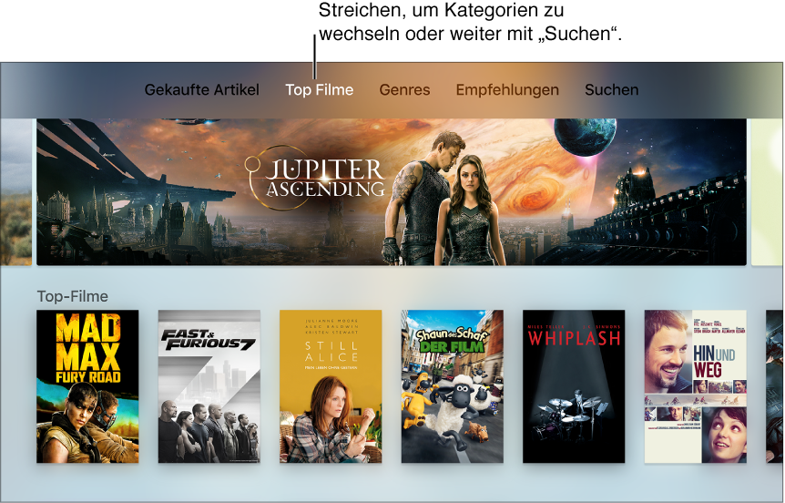 Home-Bildschirm für iTunes Movies