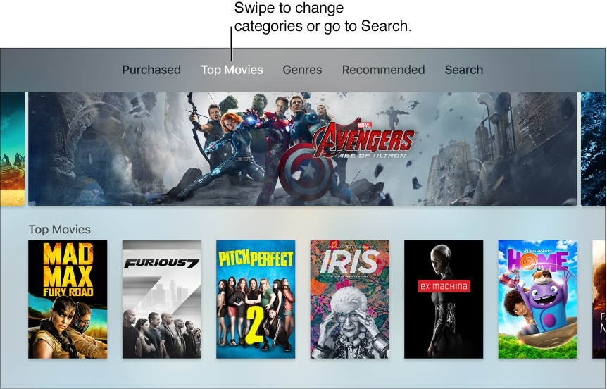 iTunes Movies Home screen