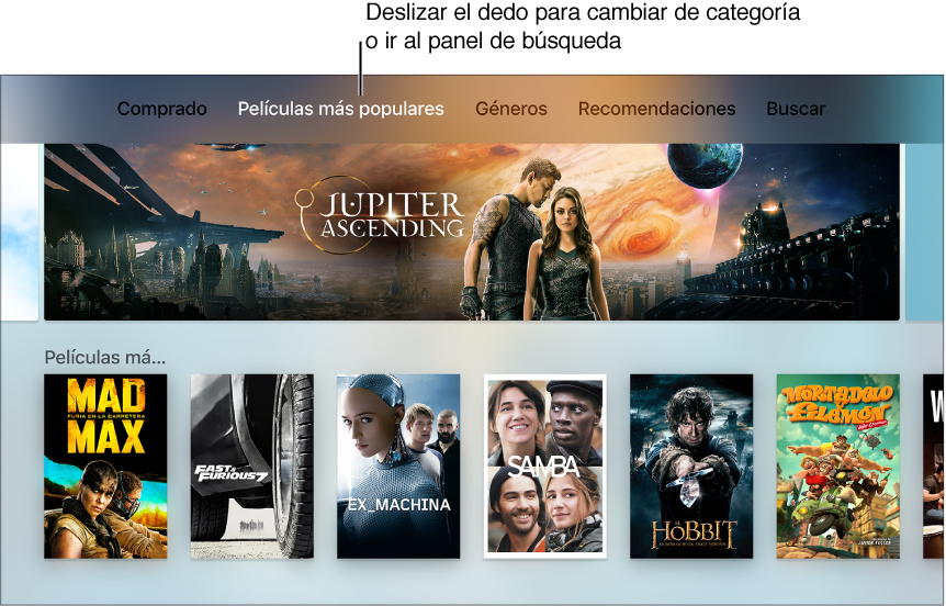 Pantalla de inicio de “Películas de iTunes”