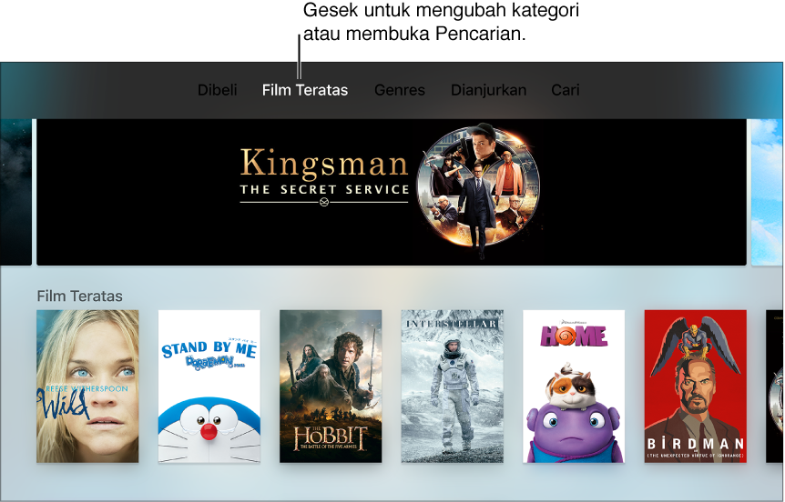 Layar Utama Film iTunes