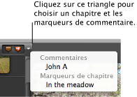 Image du menu des marqueurs de chapitres et de commentaires