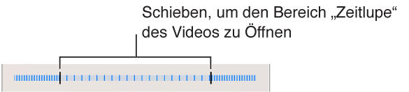 Legen Sie durch Bewegen der beiden Endmarkierungen den Ausschnitt des Videos fest, der in Zeitlupe wiedergegeben werden soll.