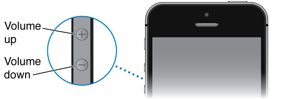 The upper portion of iPhone with a close-up of the Volume up and Volume down buttons.