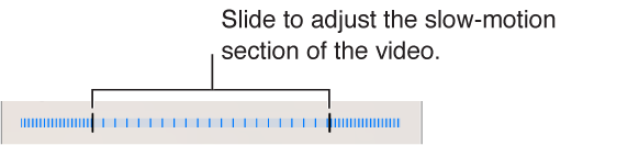 Adjust the section of the video that plays in slow motion by dragging each end.