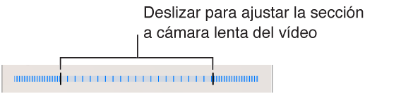 Ajuste la sección del vídeo que se reproduce a cámara lenta arrastrando cada uno de los extremos.