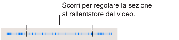 Definisci la sezione del video da riprodurre al rallentatore trascinando entrambi i bordi.