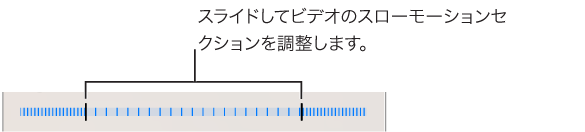 スローモーションで再生するセクションの端をドラッグして範囲を調整します。