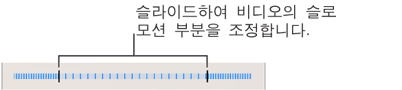 각 끝을 드래그하여 슬로 모션으로 재생하는 비디오 부분을 조절합니다.