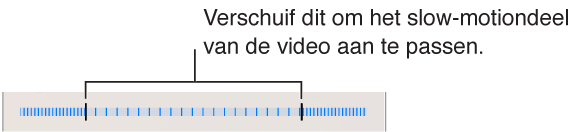 U kunt het gedeelte van de video dat vertraagd wordt afgespeeld aanpassen door de uiteinden te slepen.