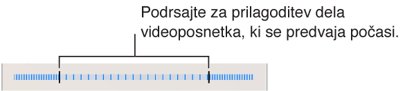 Prilagodite del videoposnetka, ki se predvaja upočasnjeno tako, da povlečete oba konca.