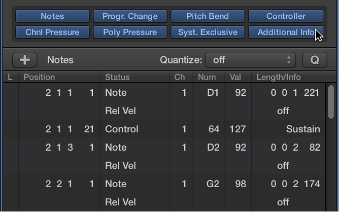 Abbildung. Bereich „Event-Liste“ mit Taste „Weitere Infos“.