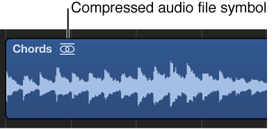 Figure. Audio region showing compressed audio file symbol to the right of the region name.