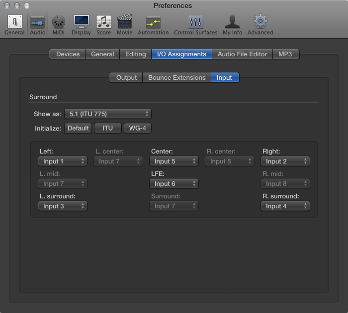 Figure. Input preferences.