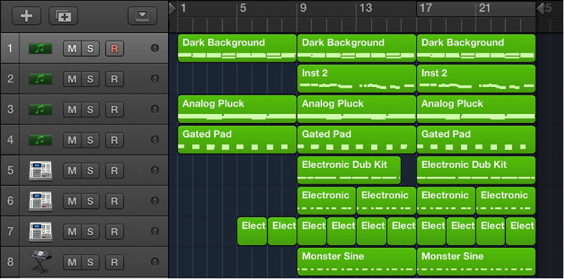 Figure. An open folder track in the Tracks area.