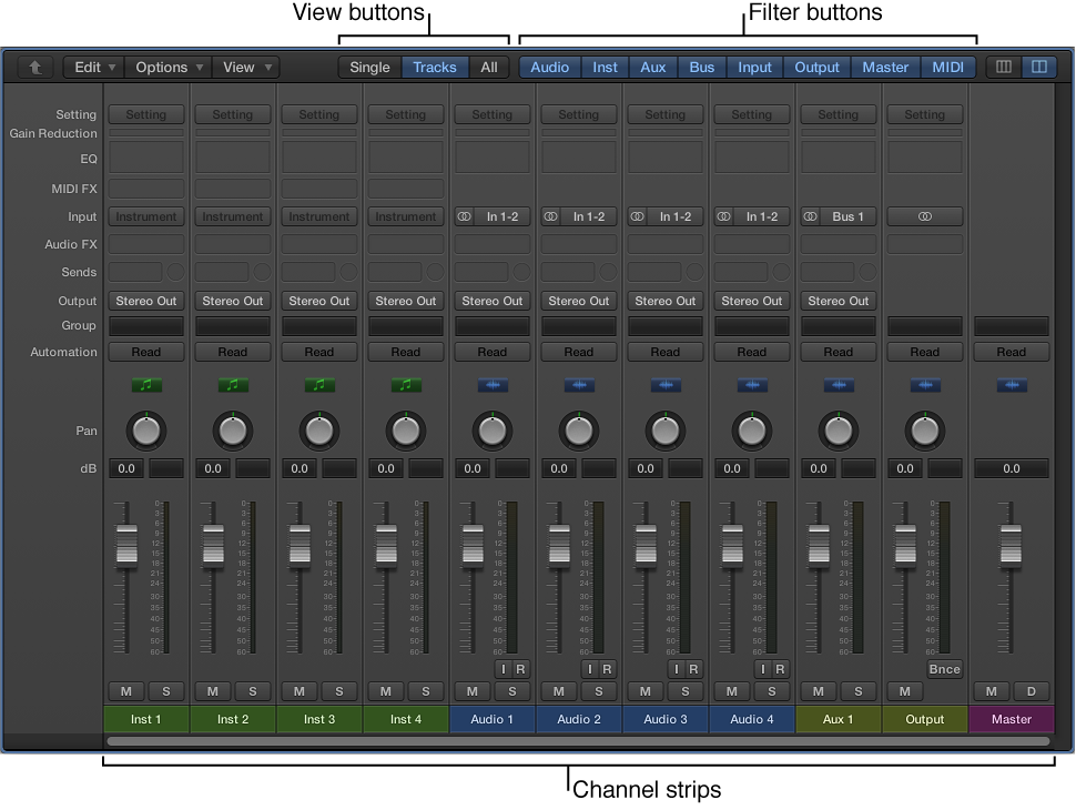 mixing console for logic pro x