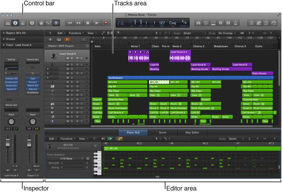 Logic Pro Main Window Logic Pro X Help