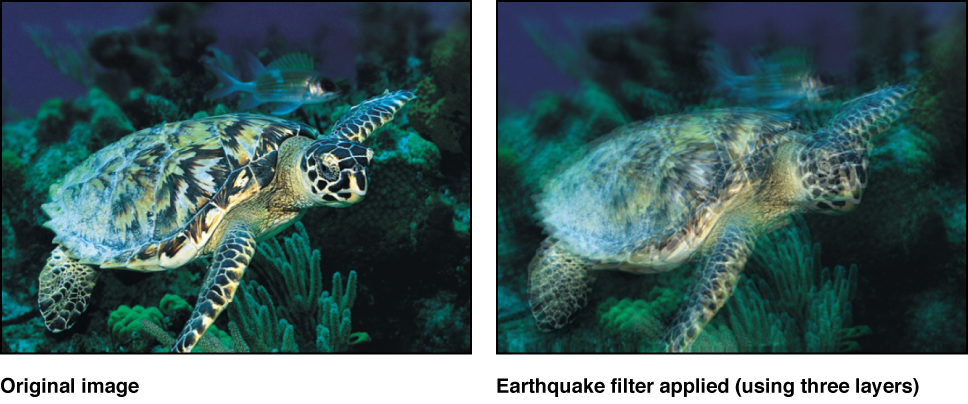 Canvas mit dem Effekt des Filters „Erdbeben“