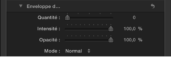 Commandes d’enveloppe de lumière du filtre Incrustateur