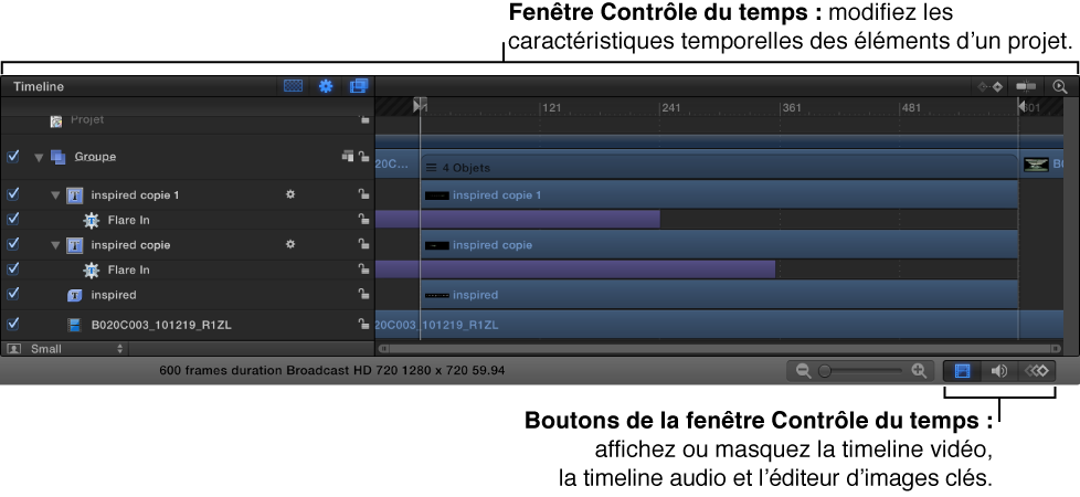 Fenêtre Contrôle du temps