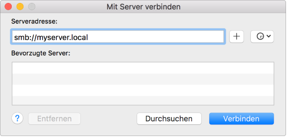 Abbildung des Fensters zum Herstellen der Verbindung zu einer Dateifreigabe