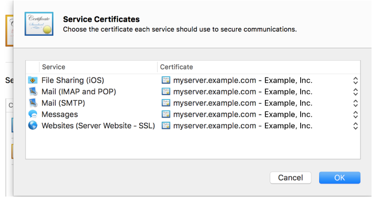 Certificate selection sheet